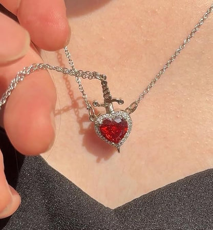 Collar Corazón y Espada Dúo Pareja