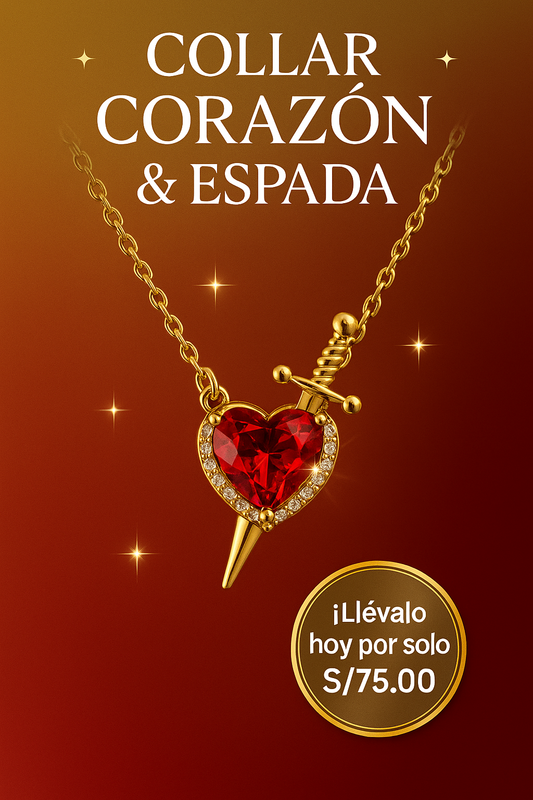 Collar Corazón y Espada Dúo Pareja