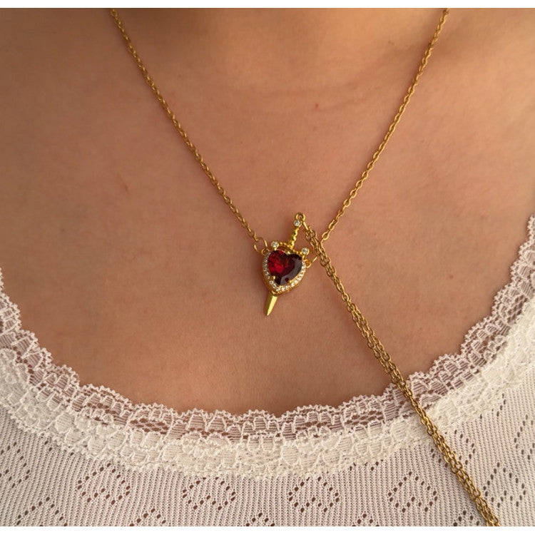 Collar Corazón y Espada Dúo Pareja